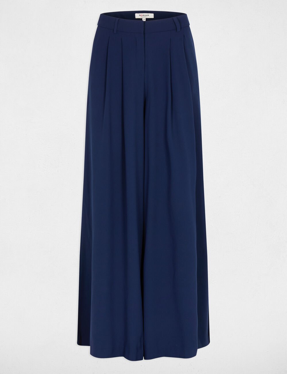 Pantalon large fluide bleu marine femme