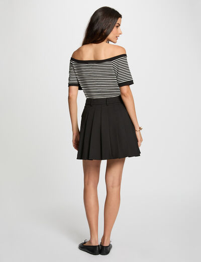Jupe courte plissée noir femme