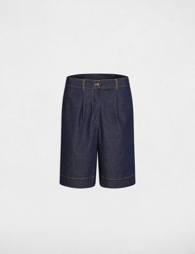Wijde denim short ruw denim vrouw