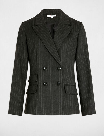 Blazer &agrave; rayures gris fonc&eacute; femme