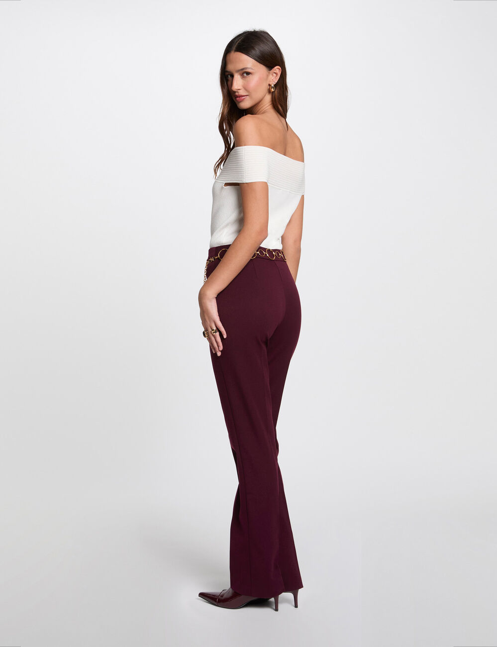 Pull col bardot blanc femme