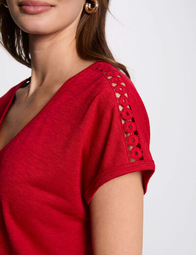 T-shirt met korte mouwen rood vrouw