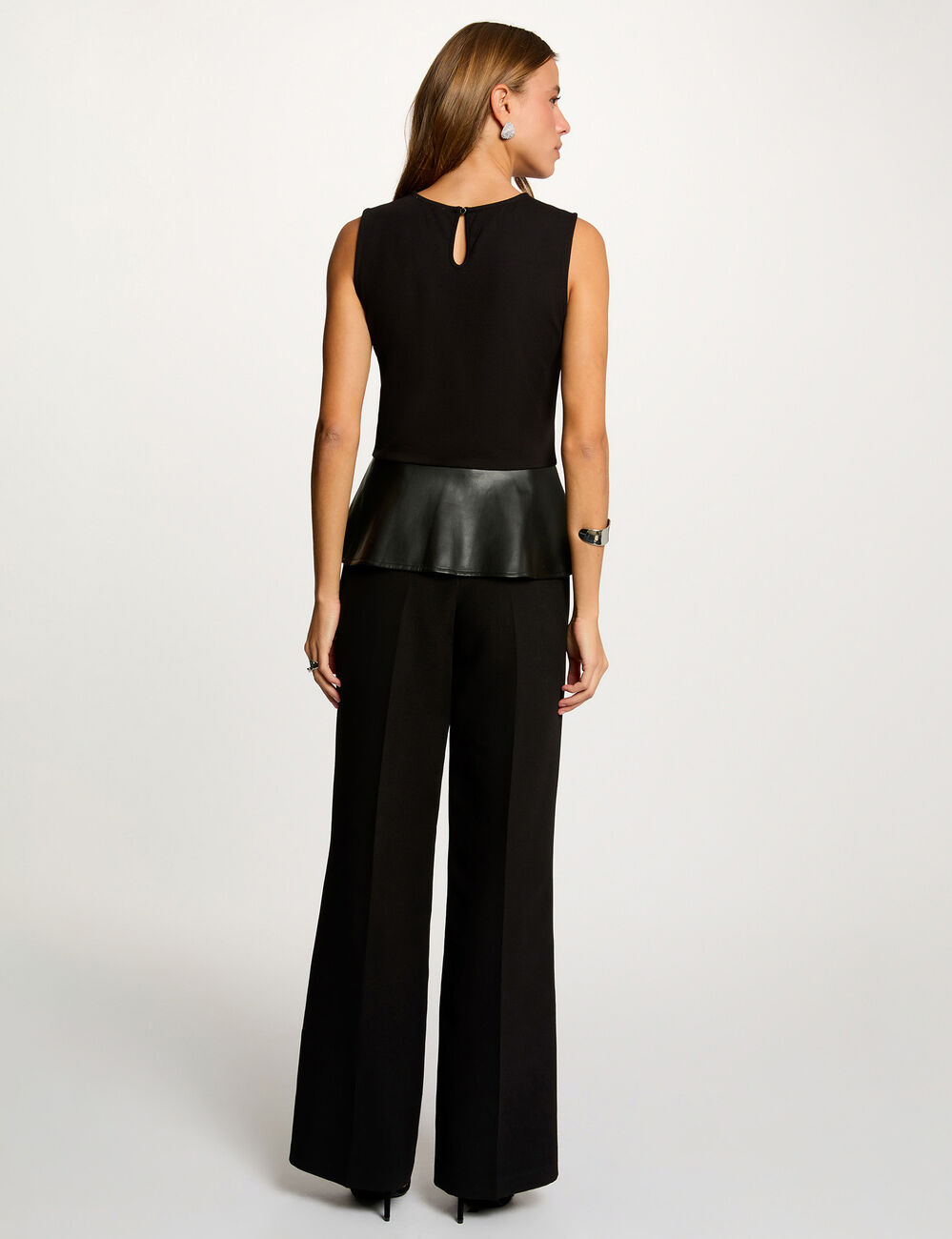 T-shirt cintré similicuir noir femme