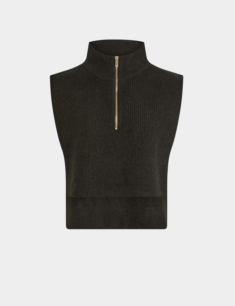 Haut sans manches col zipp&eacute; noir femme
