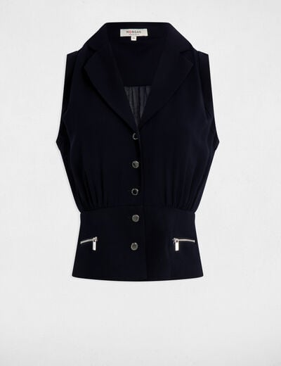 Mouwloos jasje marineblauw vrouw