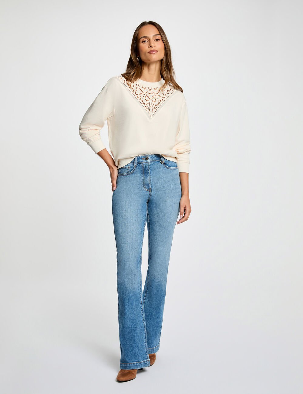 Jean bootcut denim stone femme