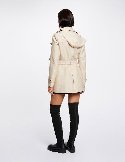 Getailleerde trenchcoat met capuchon zand vrouw