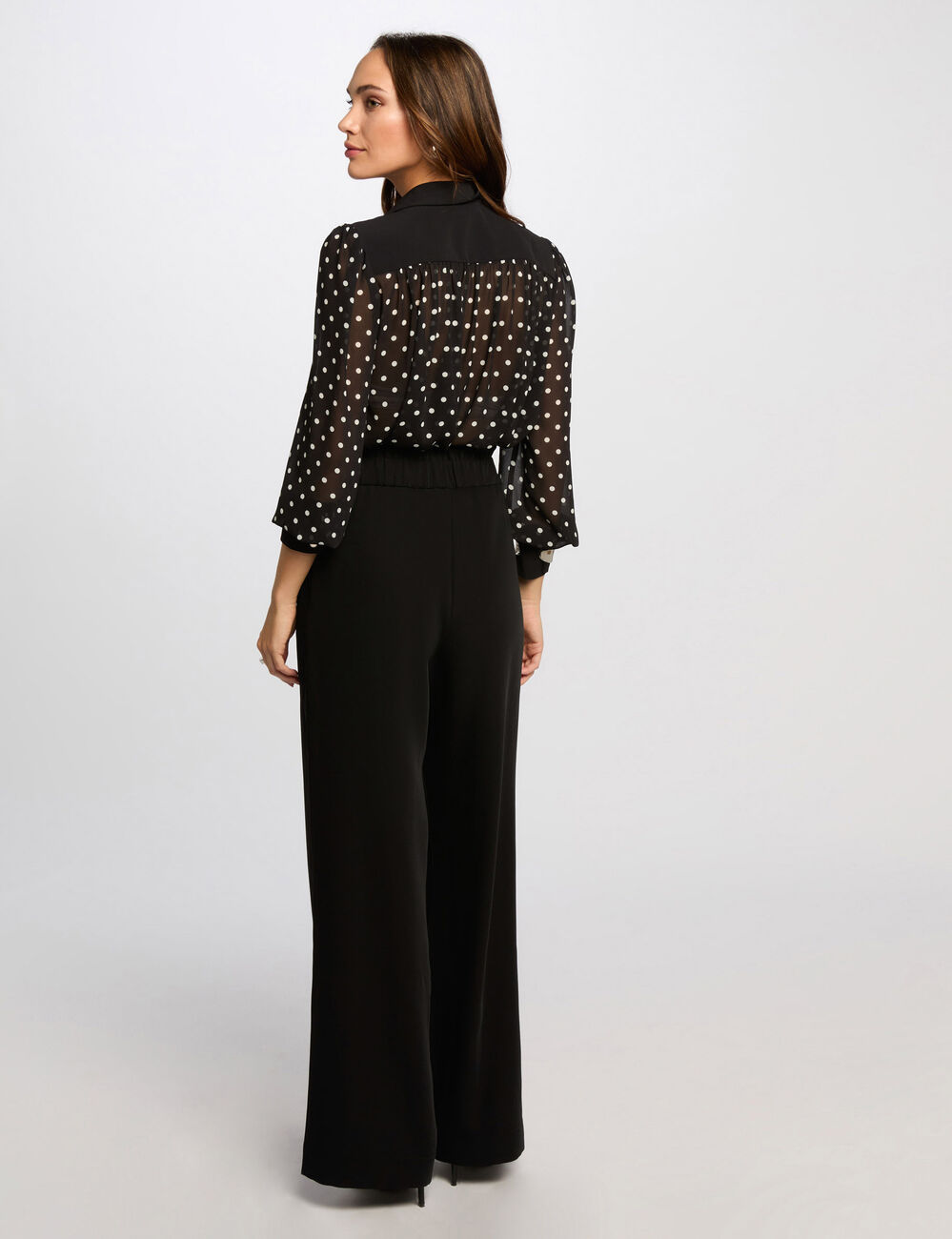 Lange mouwen blouse met stippen zwart vrouw