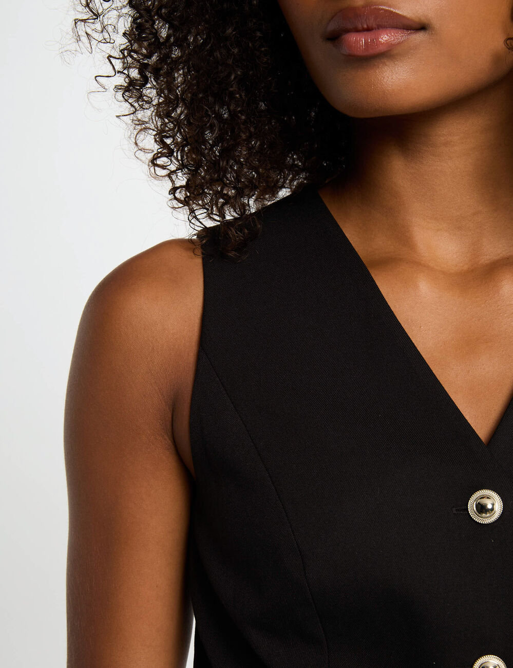 Combinaison longue col en V noir femme