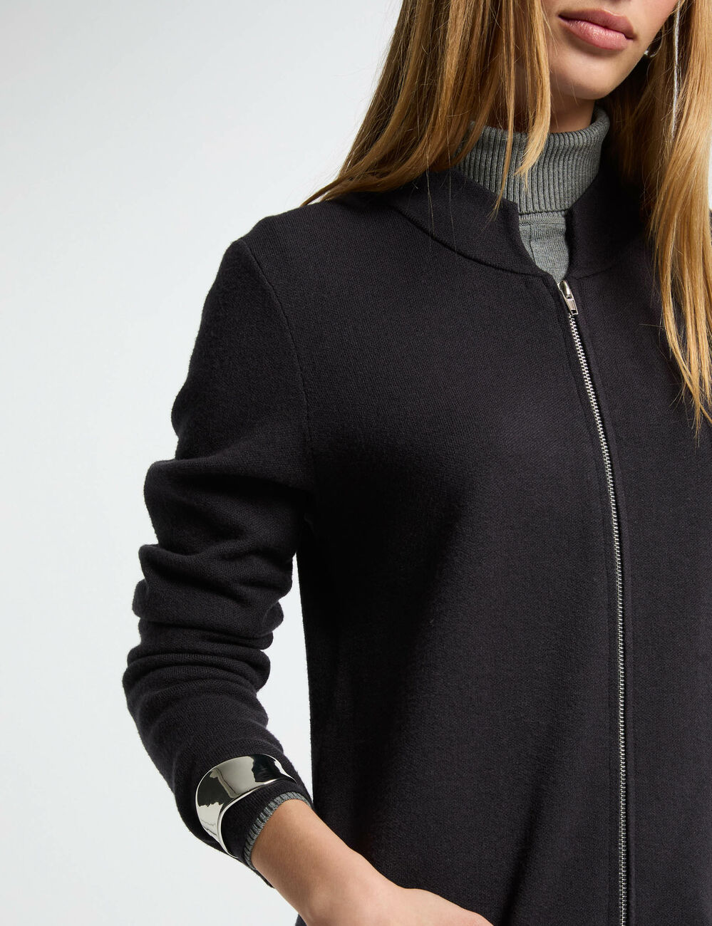 Vest met lange mouwen antracietgrijs vrouw