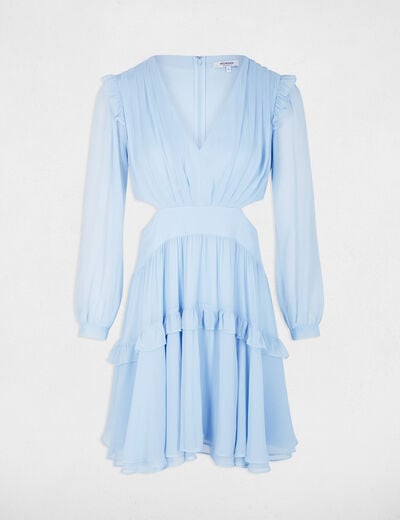 Robe courte ajust&eacute;e col v bleu ciel femme