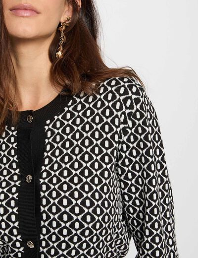 Kort jacquardvest zwart vrouw