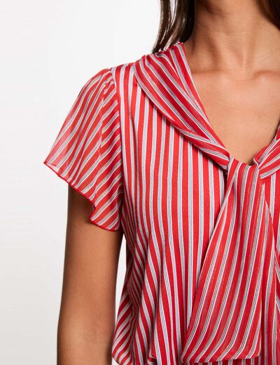 T-shirt met lavalli&egrave;rekraag rood vrouw