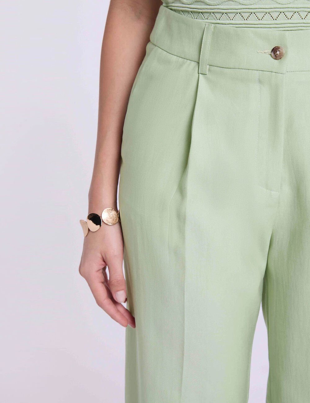 Hoge taille carrot broek pastelgroen vrouw
