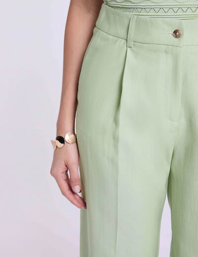 Hoge taille carrot broek pastelgroen vrouw