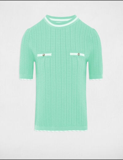 Pull manches courtes vert menthe femme