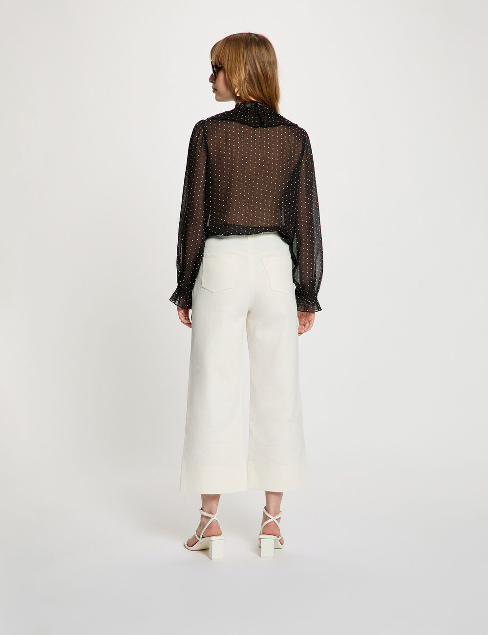 Chemise imprim&eacute;e col v noir femme