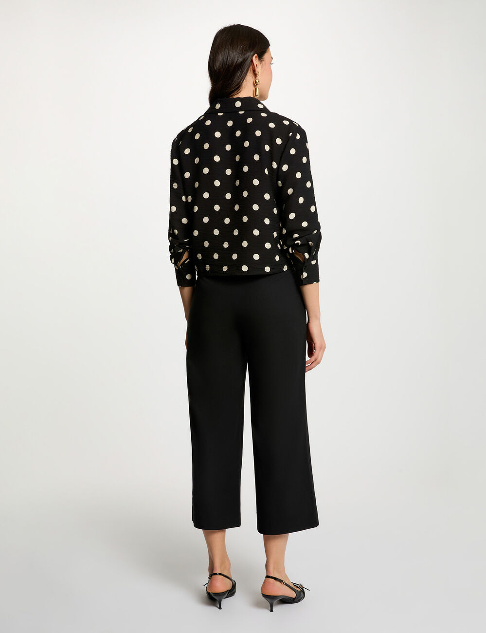 Wijde broek met hoge taille zwart vrouw