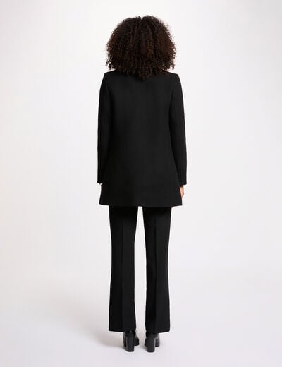 Manteau droit mi-long noir femme