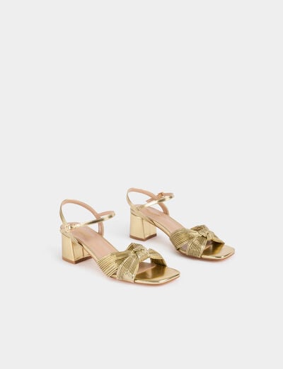 Sandale noeud jaune or femme