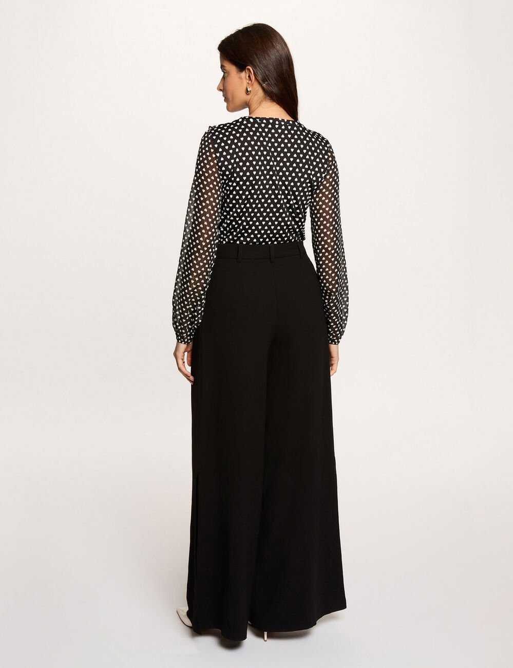 Chemise voile col v noir femme