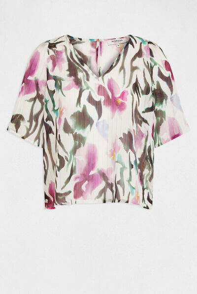 Blouse manches courtes imprimé floral multico femme
