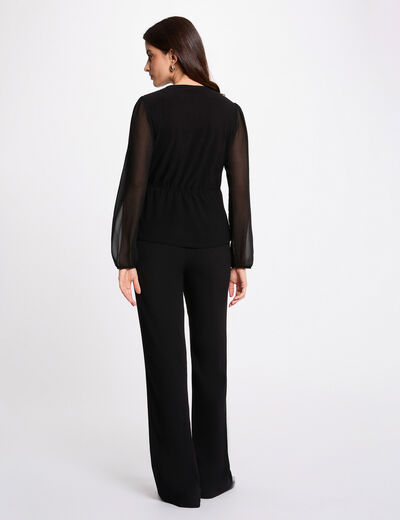 T-shirt cache-coeur col v noir femme