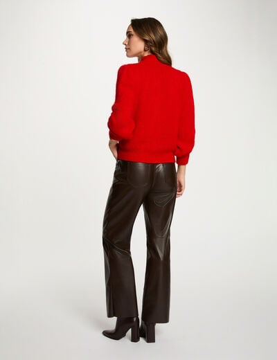 Pantalon bootcut similicuir marron foncé femme