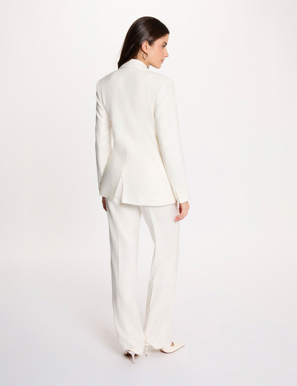 Veste tailleur &agrave; fines rayures blanc femme