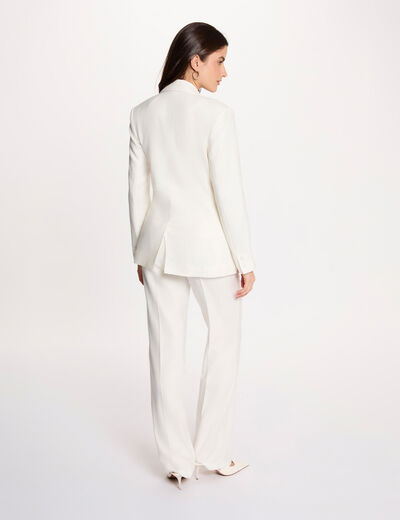 Veste tailleur &agrave; fines rayures blanc femme