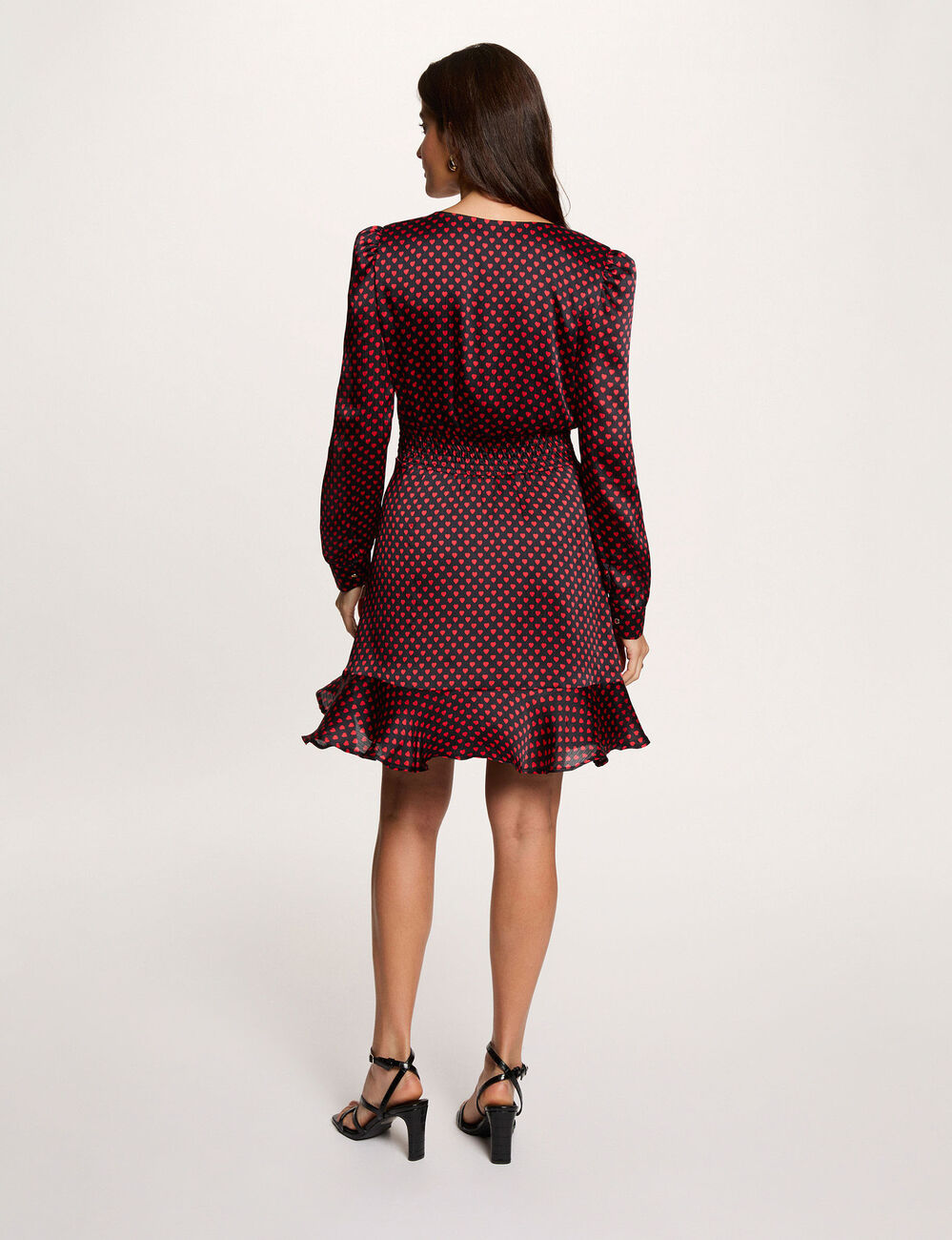 Robe courte col v multicolore femme