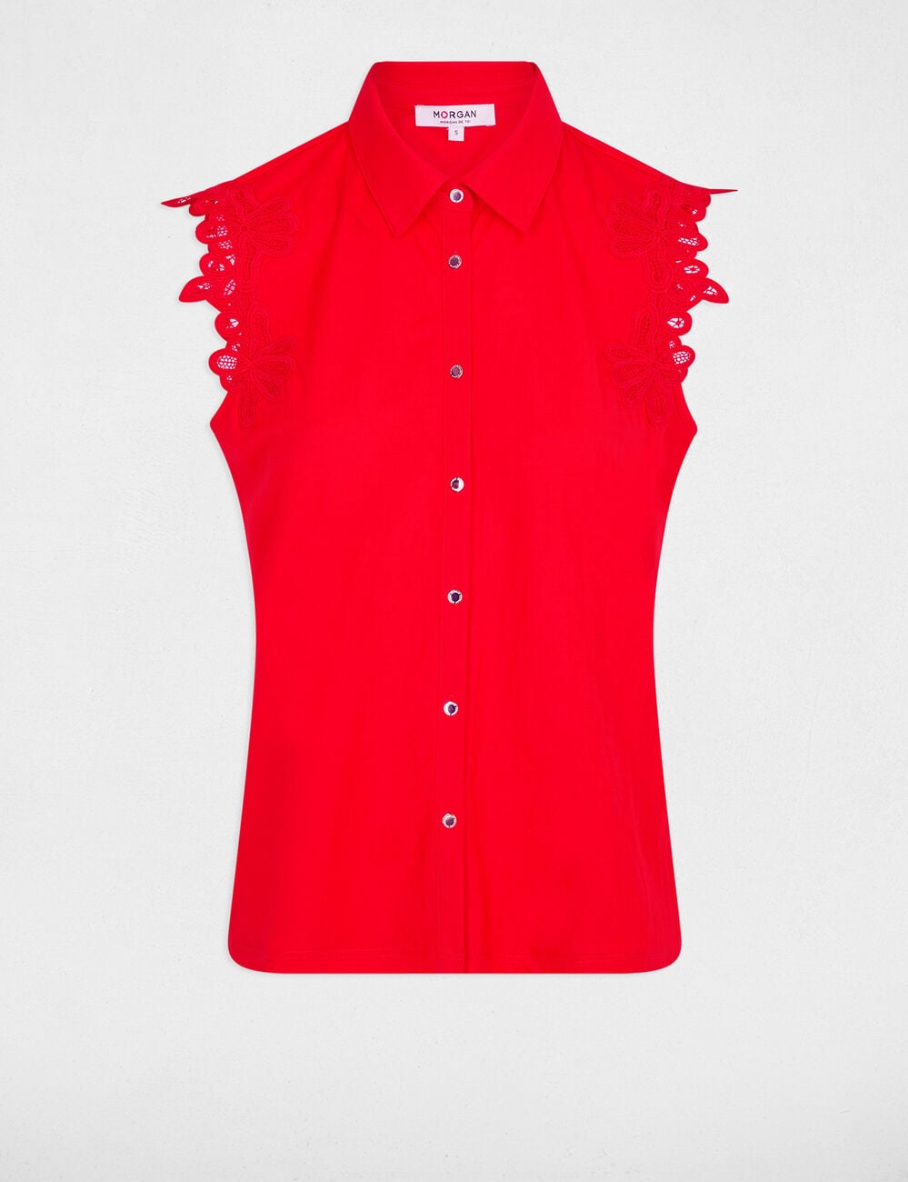 Chemise sans manches rouge vif femme