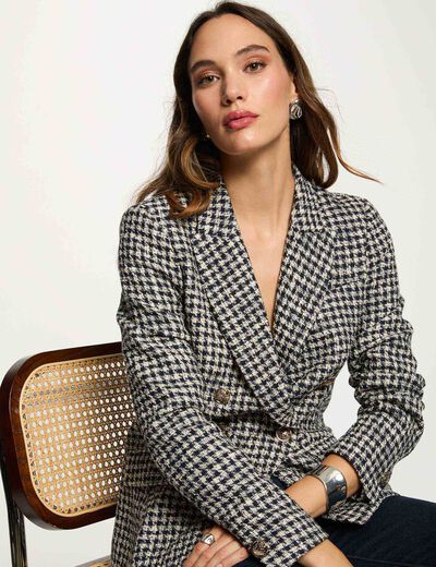 Blazer droit col tailleur multicolore femme