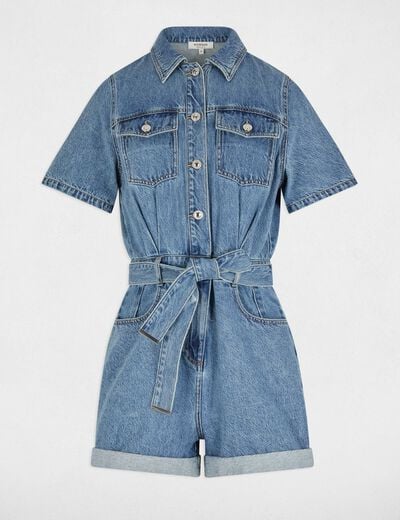 Denim playsuit stone washed denim vrouw
