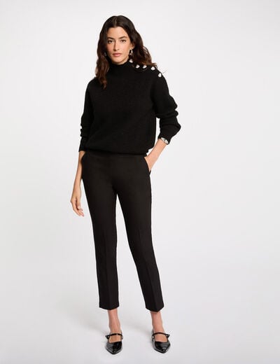 7/8 broek met ceintuur zwart vrouw