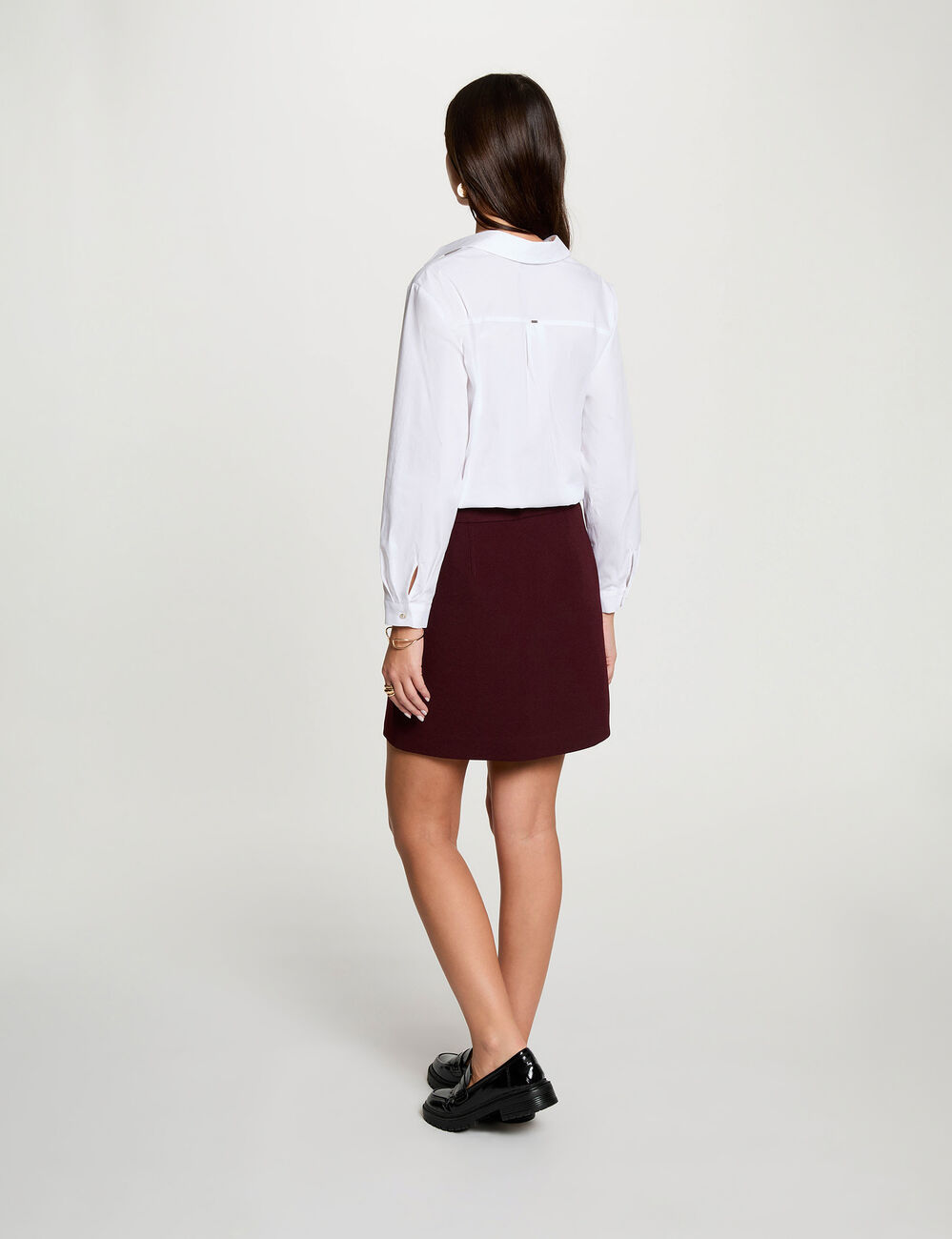 Geborduurde blouse met reverskraag helder wit vrouw