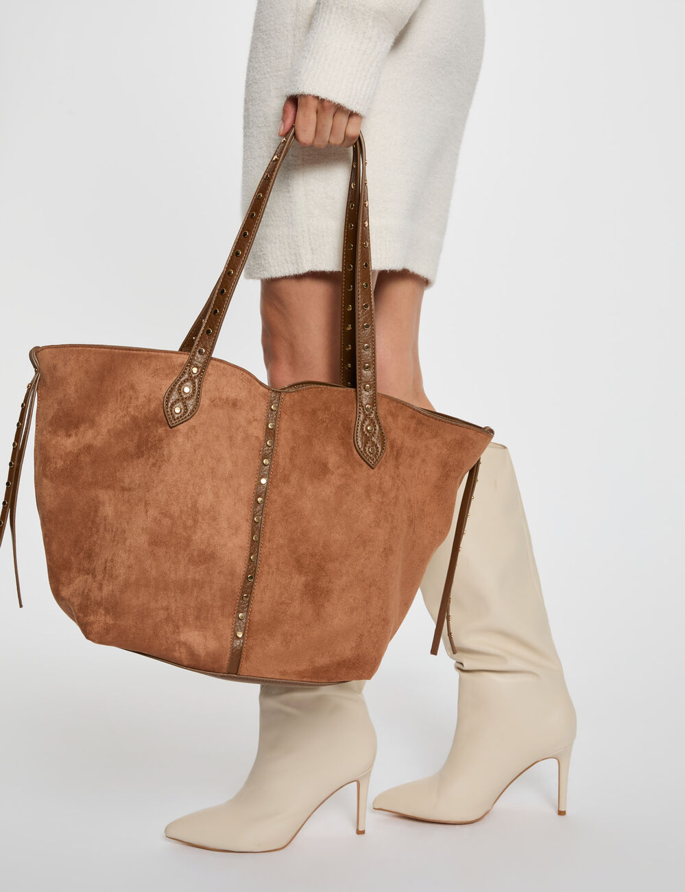 Tote bag suédine beige femme