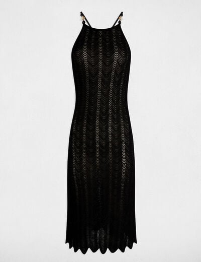Robe tricot ajustée noir femme