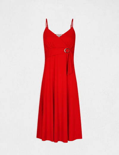Rechte lange jurk met gespdetail rood vrouw