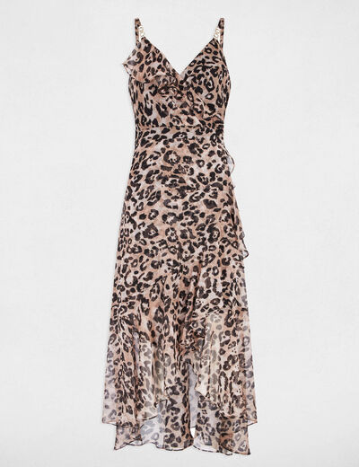 Robe midi ajustée imprimée multicolore femme
