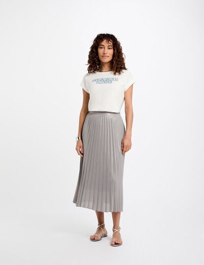 Geplooide lange rok couleur argent vrouw