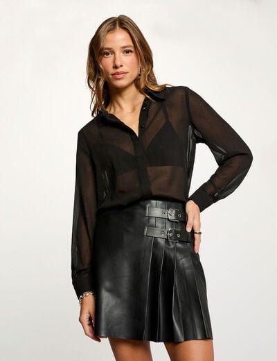 Jupe courte simili cuir noir femme