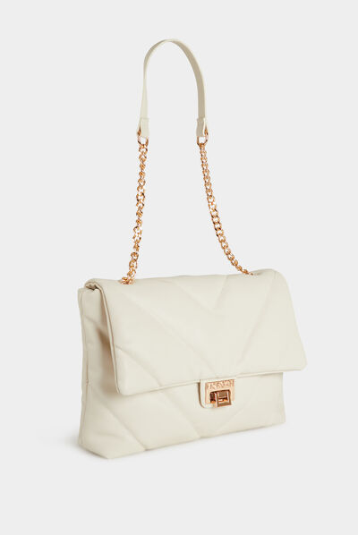 Sac rectangulaire matelassé ivoire femme
