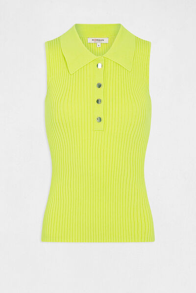 Mouwloze tanktop met polokraag anijsgroen vrouw