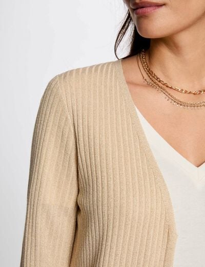 Lang vest met V-hals goudgeel vrouw