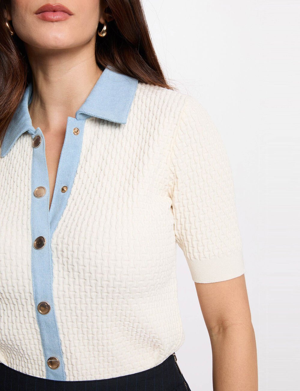 Vest met korte mouwen ivoor vrouw