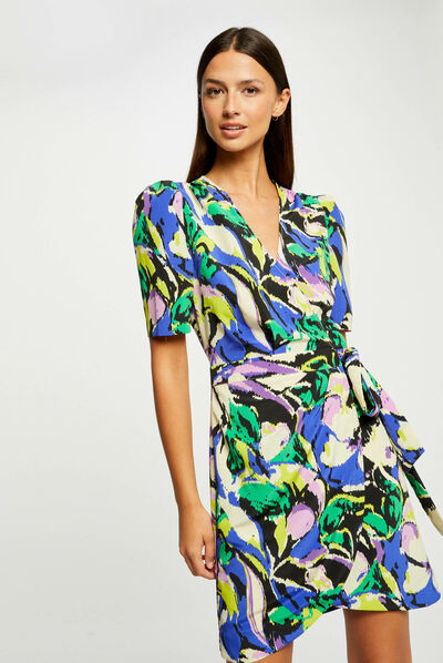 Overslagjurk met abstracte print meerkleurig vrouw