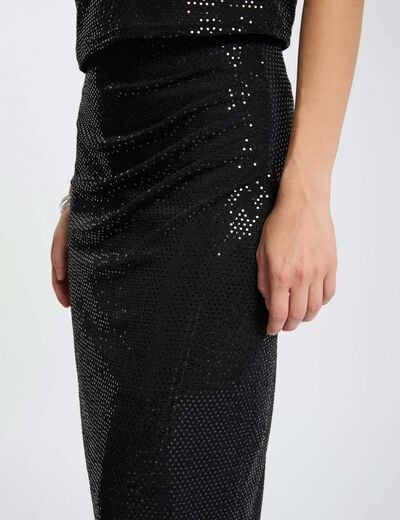 Jupe portefeuille ajustée noir femme