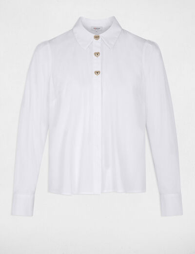 Chemise droite col &agrave; revers blanc femme