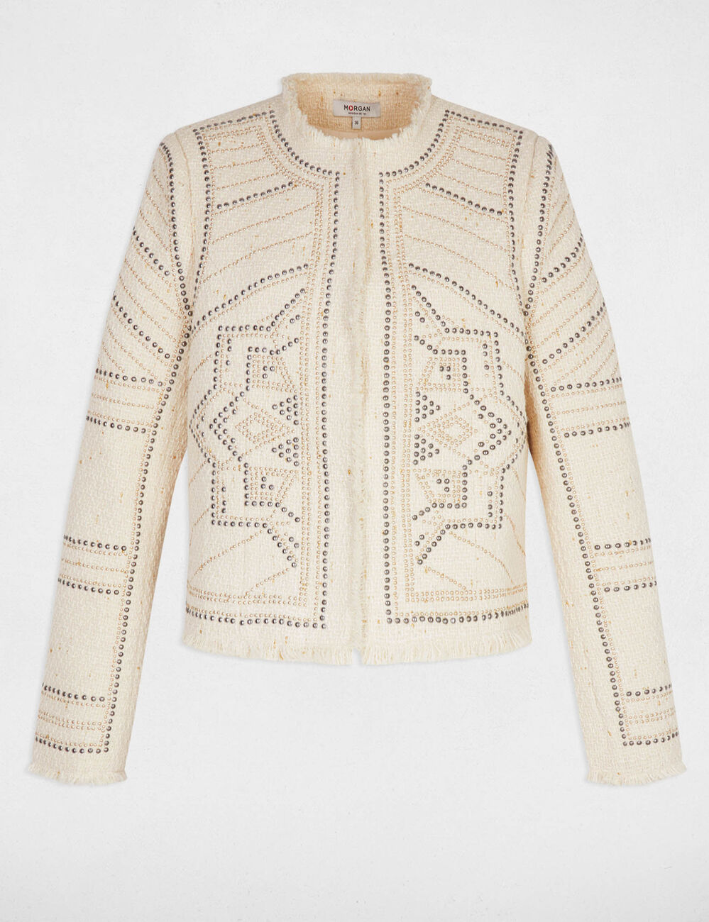 Veste droite cloutée ivoire femme